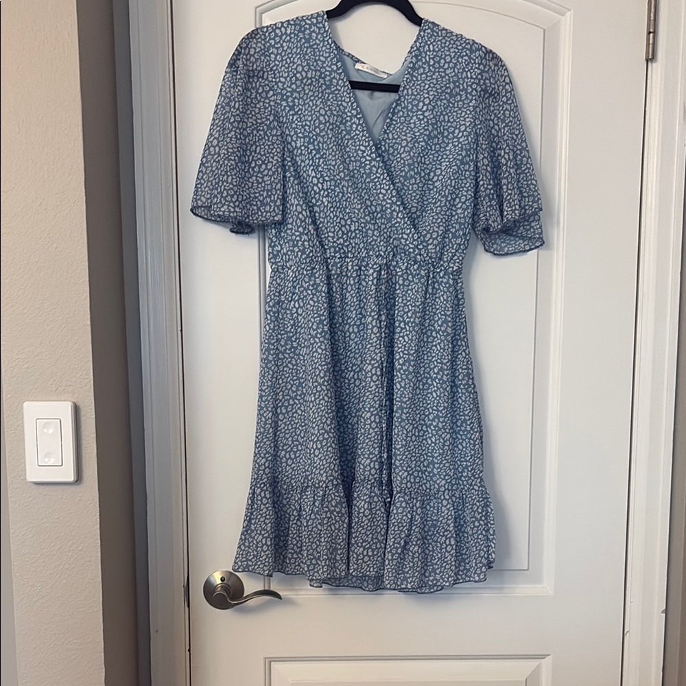 Floral Blue Wrap Dress